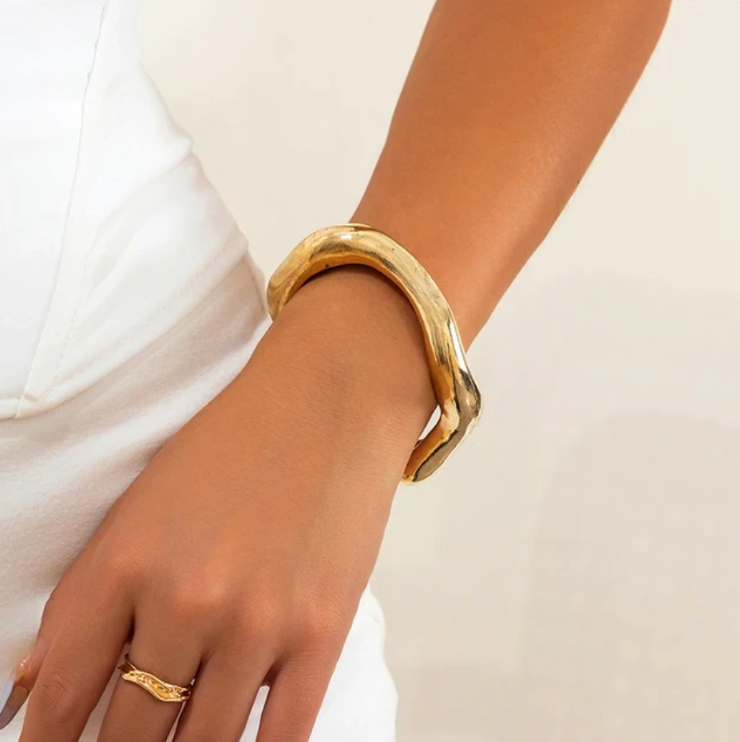 Dicke Armreife in 18 Karat Silber Vergoldetem Boho-Stil