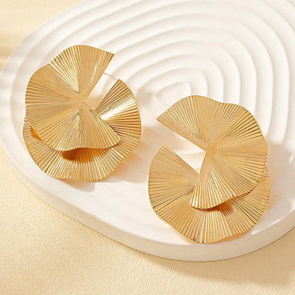 18-Karat Gold Vergoldete Blattform Ohrringe