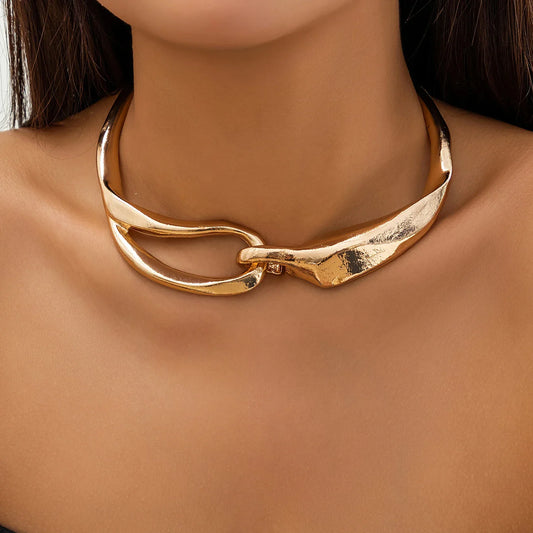 18 Karat vergoldete moderne Choker-Halskette