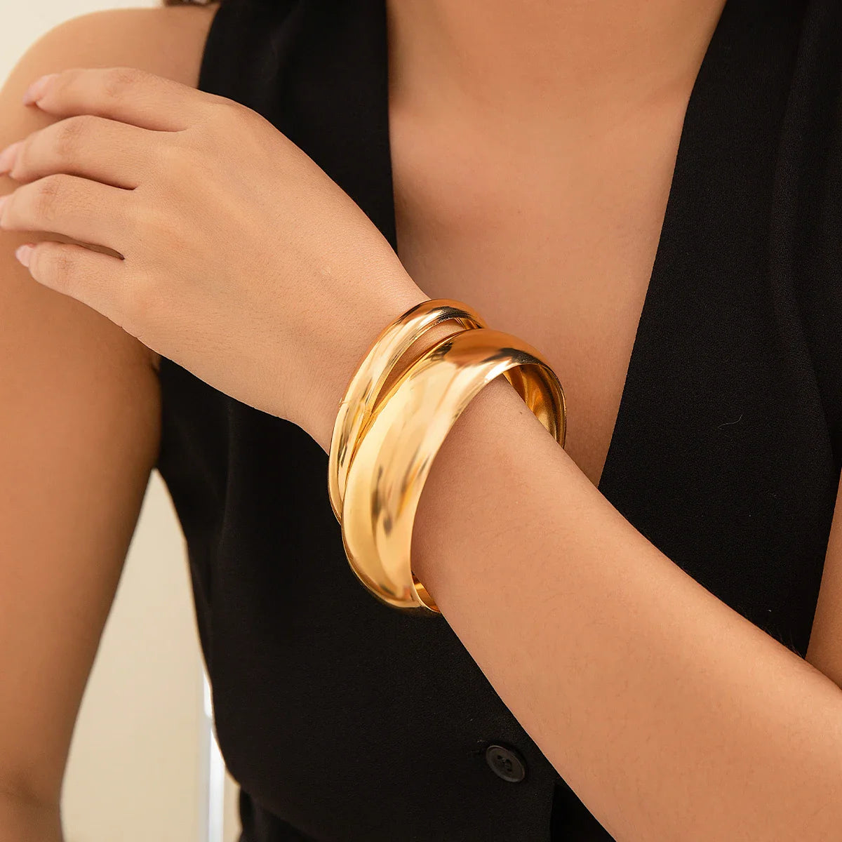 18-Karat Gold Vergoldetes Set von 3 Armreifen