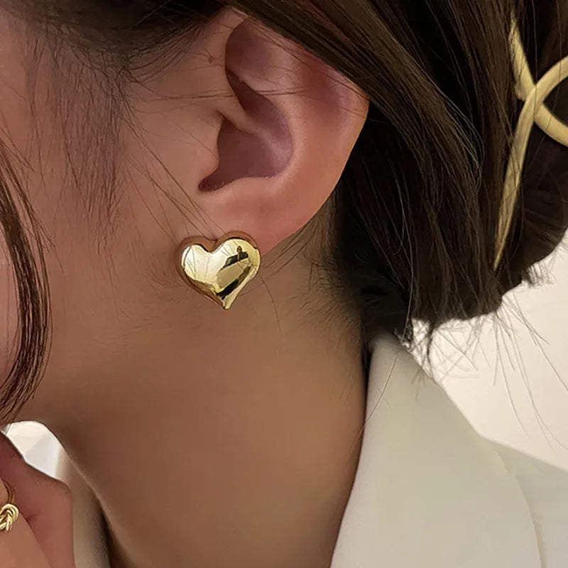 18-Karat Gold Vergoldete Herzform Ohrringe